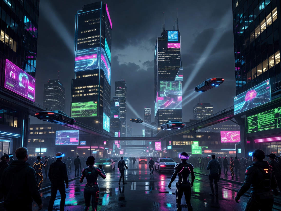 Vibrant night cityscape of Helsinki Finland featuring neon lights, digital screens, and cyberpunk visual street elements during a social Game Night City event